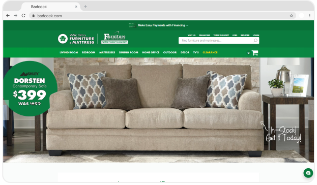 Wichita Furniture's eSTORIS Website Homepage