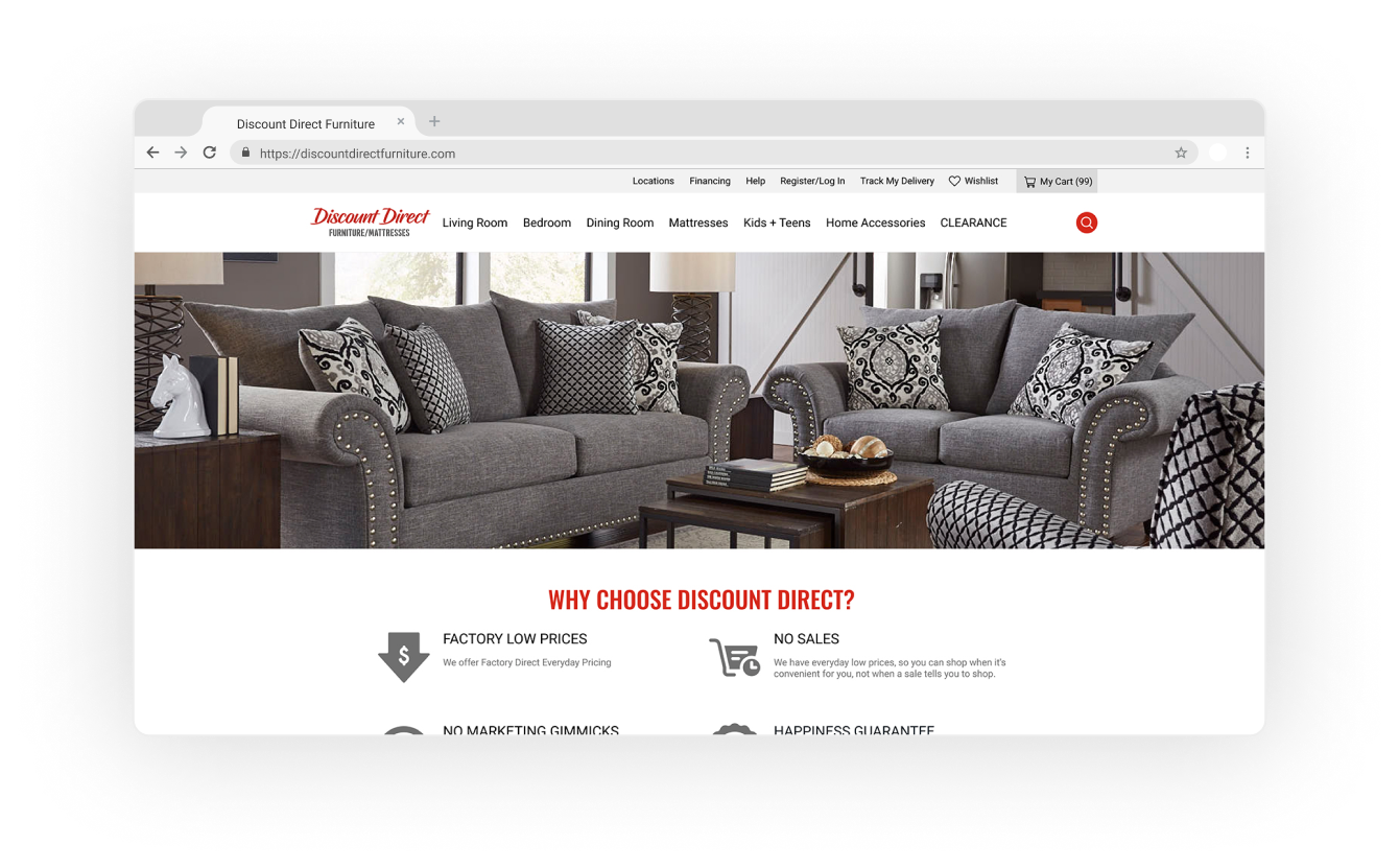 Discount Direct's eSTORIS Website Homepage